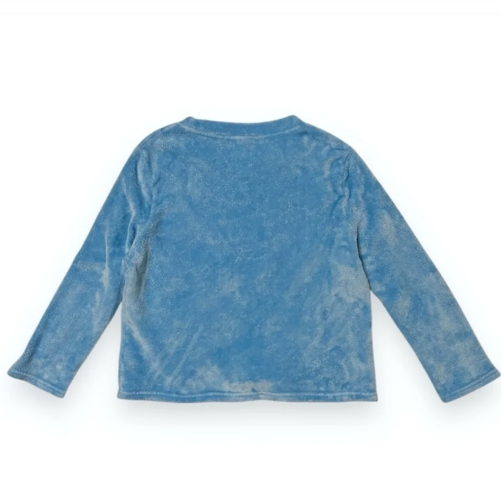 DISNEY Lilo & Stitch Fleece Crew Neck Sweatshirt Embroidered Stitch Face